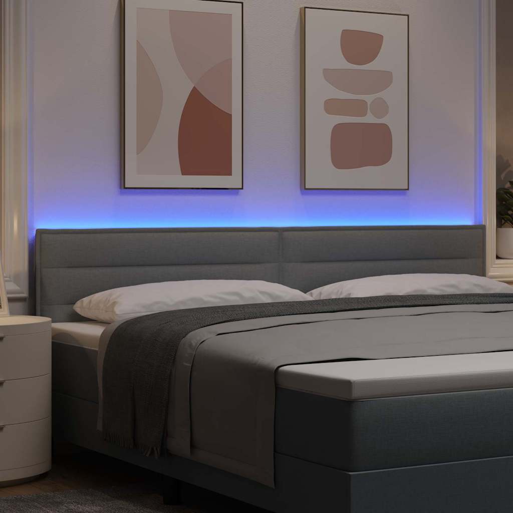 Testiera LED con strisce LED Grigio chiaro 200 cm Tessuto | homemem39