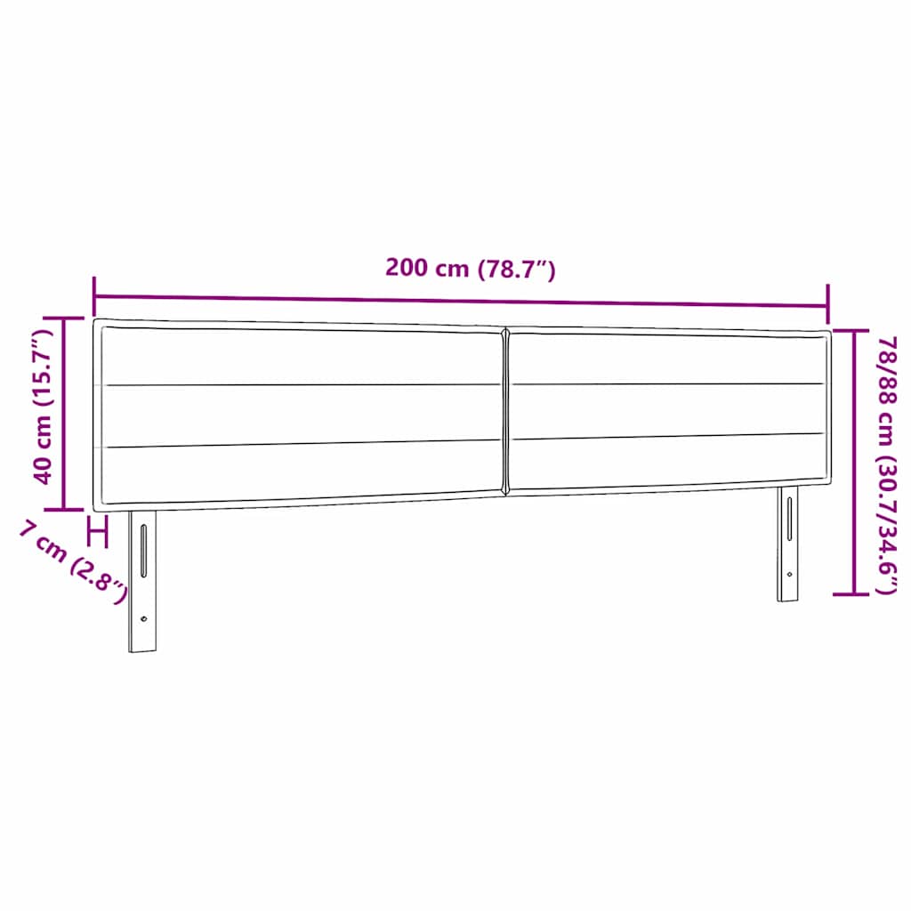 Testiera LED con strisce LED Grigio scuro 200 cm Tessuto | homemem39
