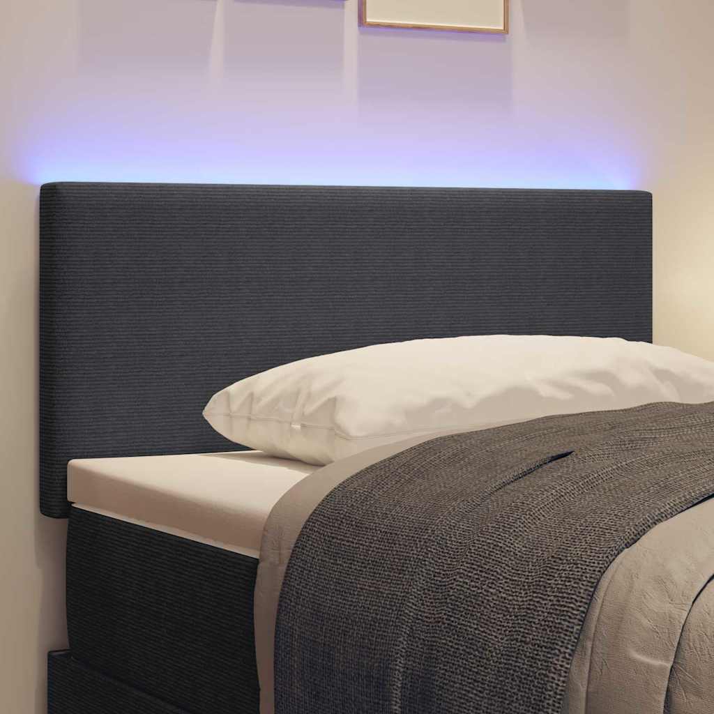 Testiera LED con testiera Grigio scuro 90 cm Tessuto in Cords | homemem39