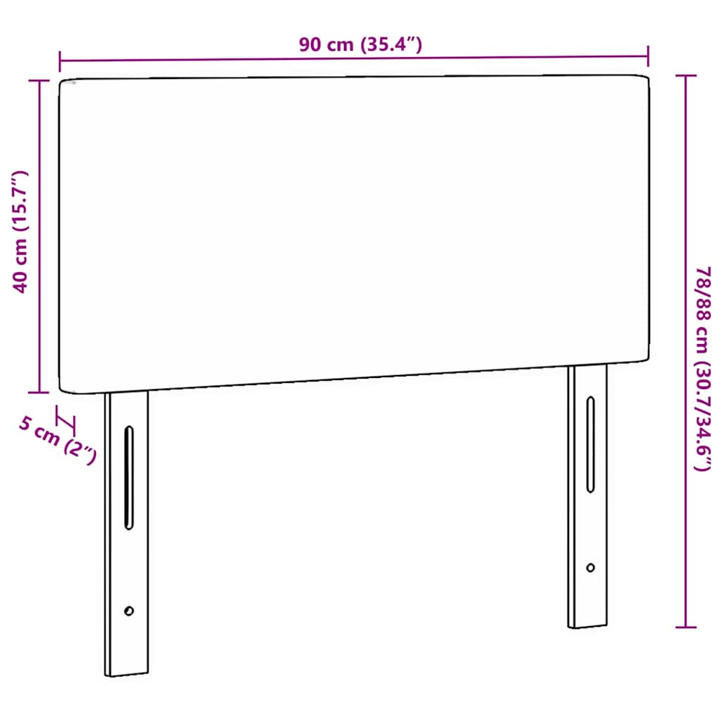 Testiera LED con testiera Grigio scuro 90 cm Tessuto in Cords | homemem39