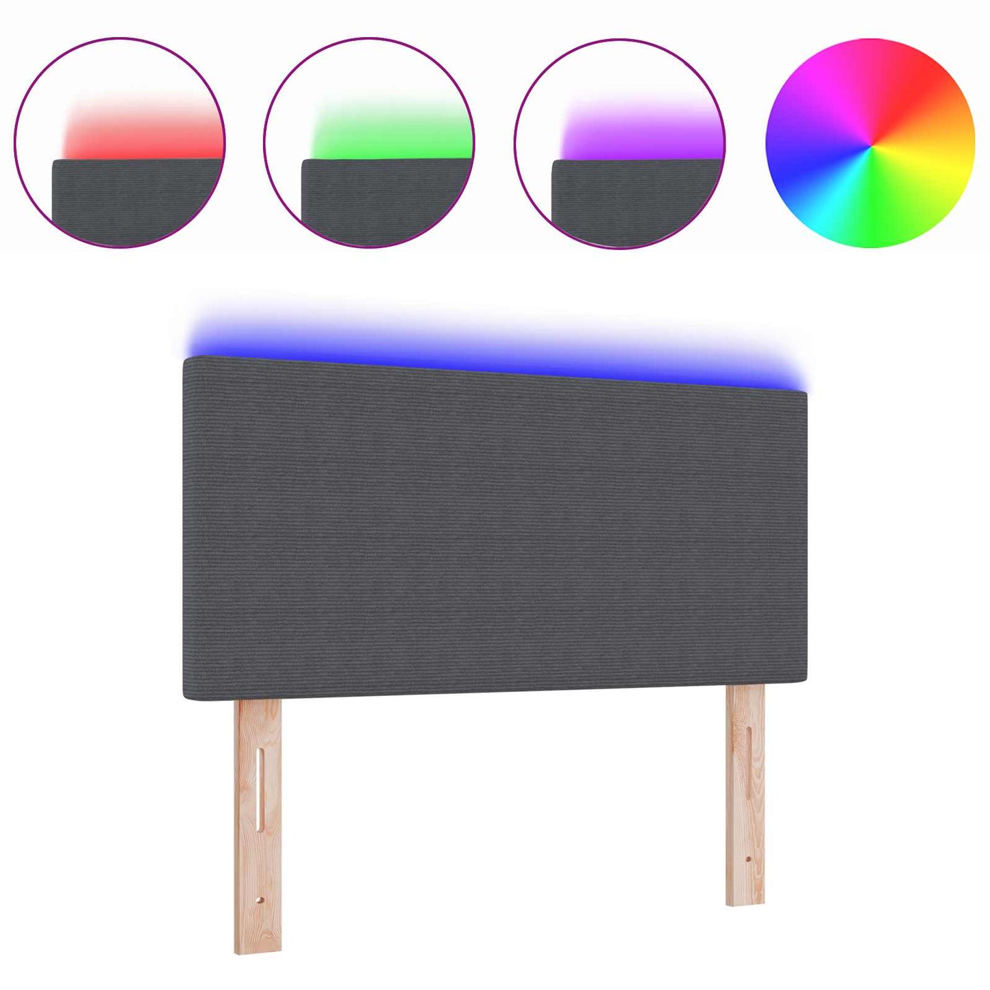 Testiera LED con testiera Grigio scuro 100 cm Poliestere