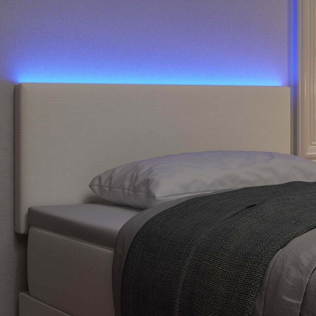 Testiera LED con strisce LED Crema 100 cm Tessuto in Cords | homemem39