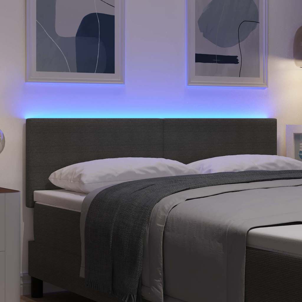 Testiera LED con testiera Grigio chiaro 144 cm Tessuto in Cords | homemem39