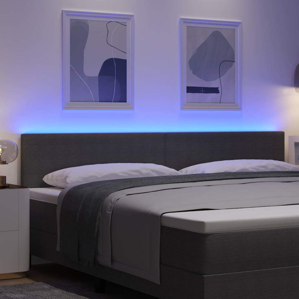 Testiera LED con testiera Grigio chiaro 200 cm Tessuto in Cords | homemem39