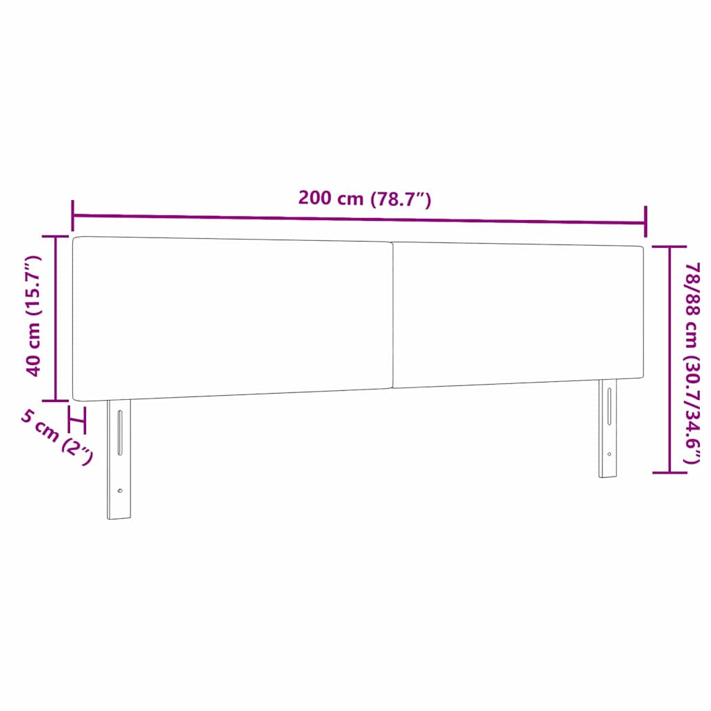 Testiera LED con strisce LED Crema 200 cm Tessuto in Cords | homemem39