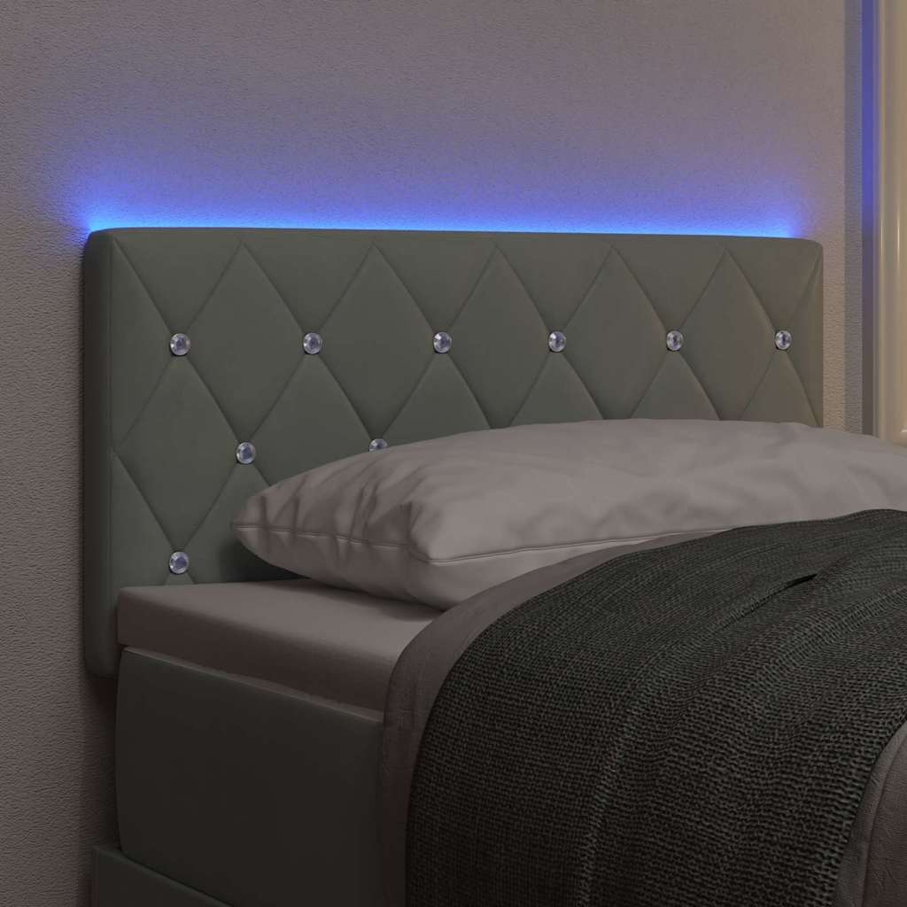 Testiera LED con strisce LED Grigio chiaro 80 cm Velluto | homemem39