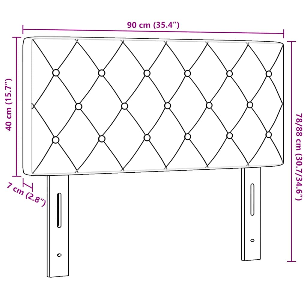 Testiera LED con testiera Grigio chiaro 90 cm Poliestere