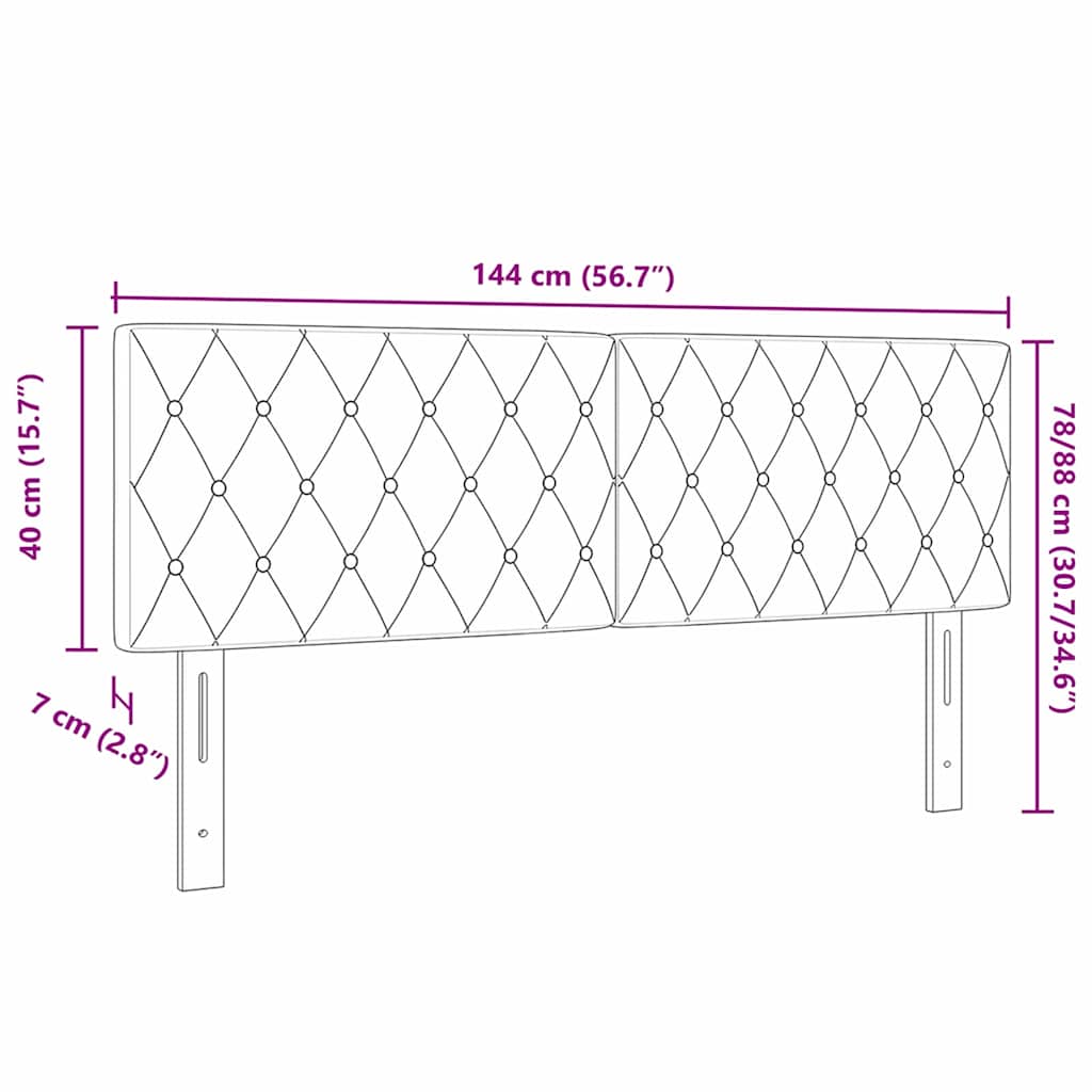 Testiera LED con testiera Grigio chiaro 144 cm Poliestere