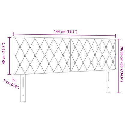 Testiera LED con testiera Grigio scuro 144 cm Poliestere