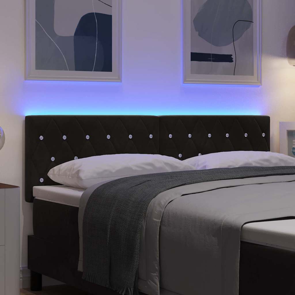 Testiera LED con strisce LED con testiera Nero 160 cm Velluto | homemem39