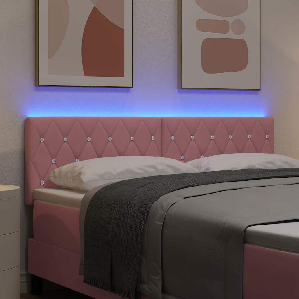Testiera LED con strisce LED con testiera Rosa 160 cm Velluto | homemem39