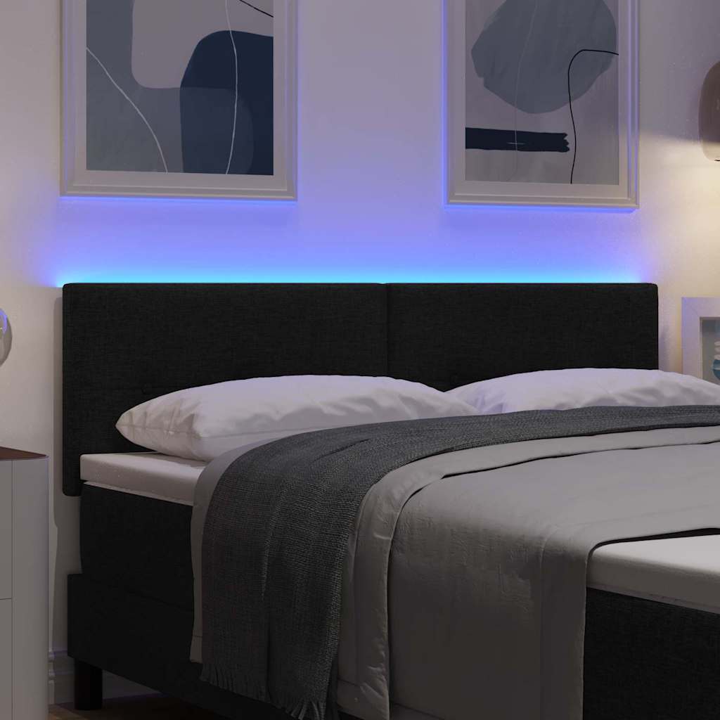 Testiera LED con strisce LED con testiera Nero 144 cm Tessuto | homemem39