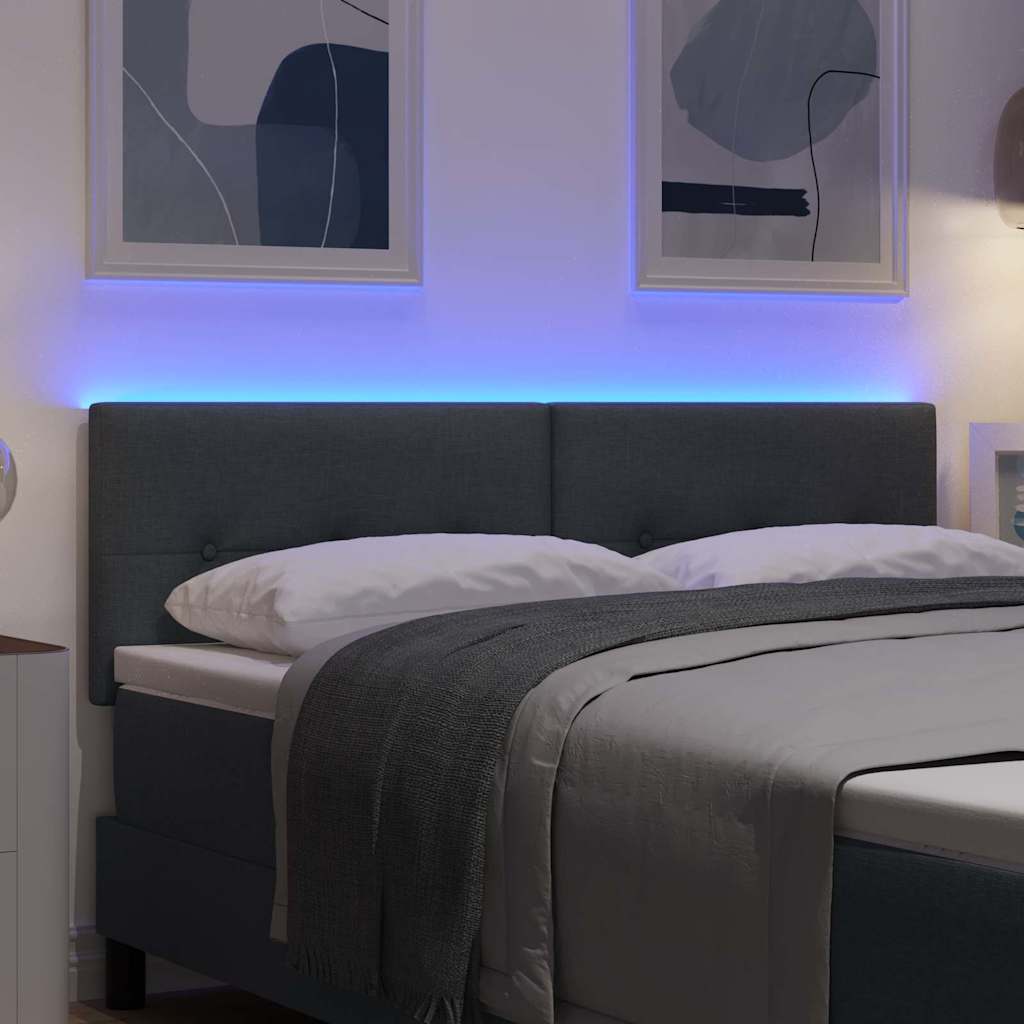 Testiera LED con strisce LED Grigio scuro 160 cm Tessuto | homemem39