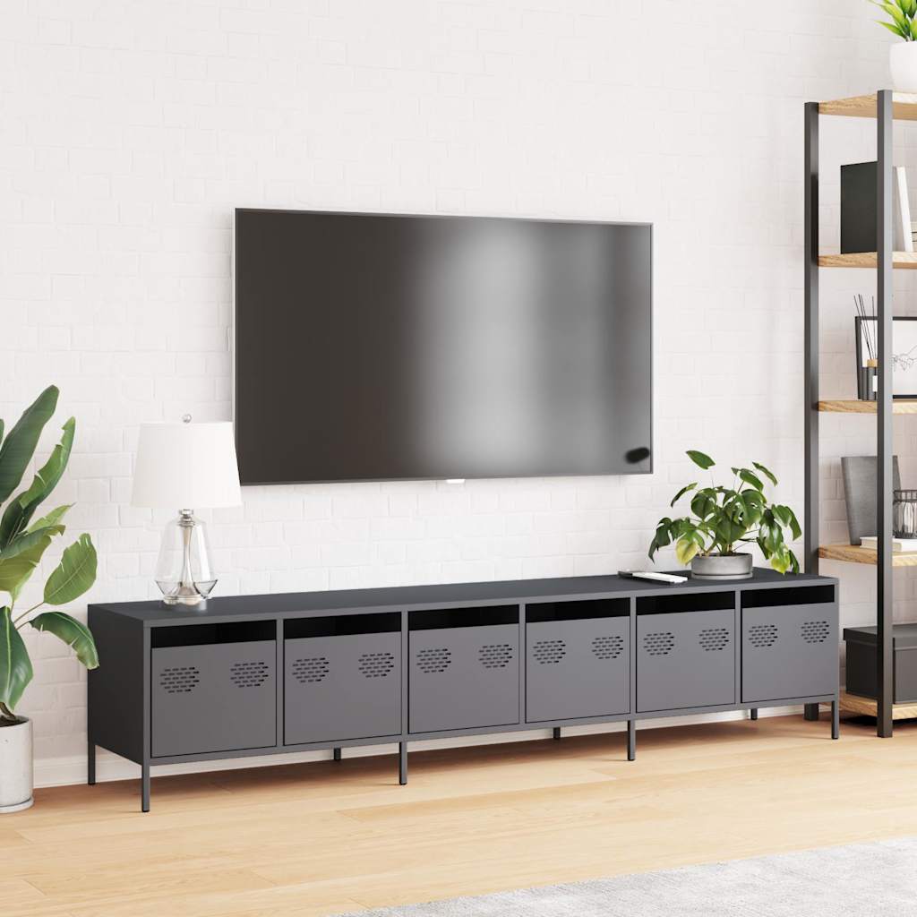 Mobile TV Antracite 202x39x43,5 cm Acciaio Laminato a Freddo - homemem39