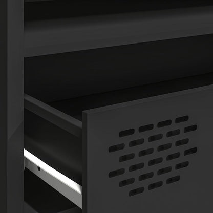 Mobile TV Nero 202x39x43,5 cm in Acciaio Laminato a Freddo - homemem39