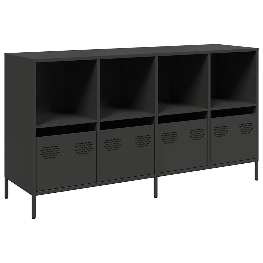 Credenza Nera 135x39x73,5 cm in Acciaio Laminato a Freddo - homemem39