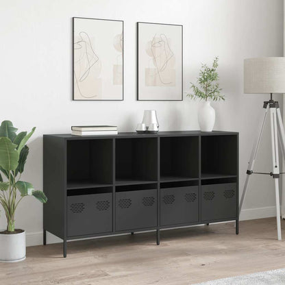 Credenza Nera 135x39x73,5 cm in Acciaio Laminato a Freddo - homemem39