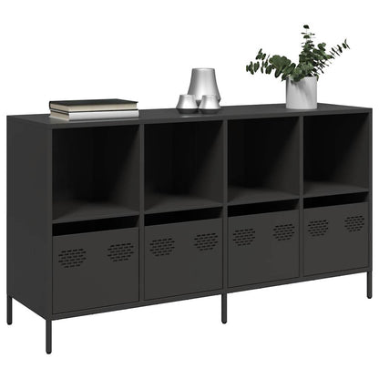 Credenza Nera 135x39x73,5 cm in Acciaio Laminato a Freddo - homemem39