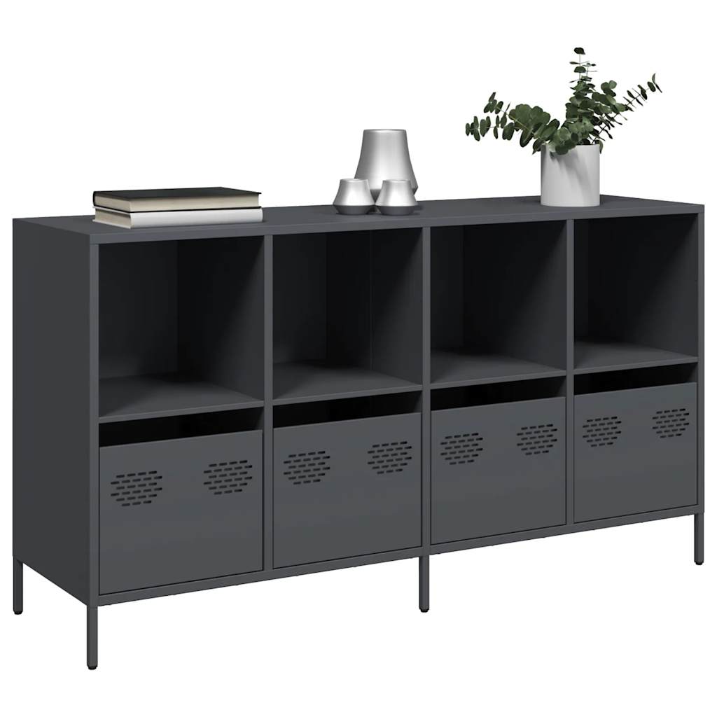 Credenza Antracite 135x39x73,5 cm in Acciaio Laminato a Freddo - homemem39