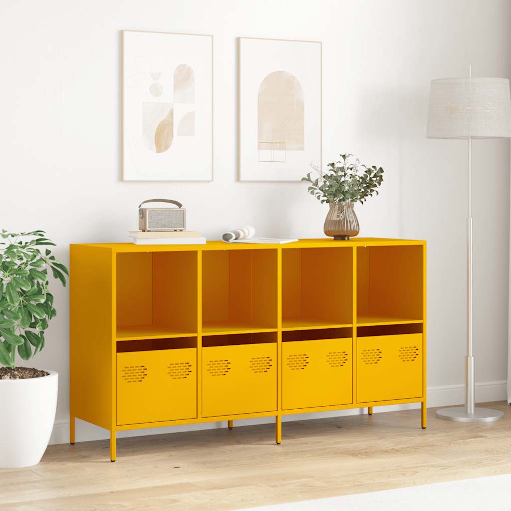 Credenza Giallo Senape 135x39x73,5 cm Acciaio Laminato a Freddo - homemem39