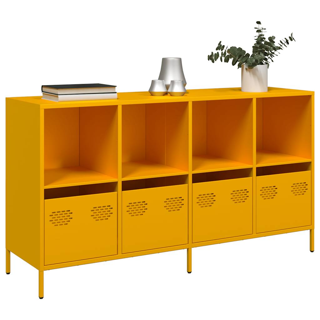 Credenza Giallo Senape 135x39x73,5 cm Acciaio Laminato a Freddo - homemem39