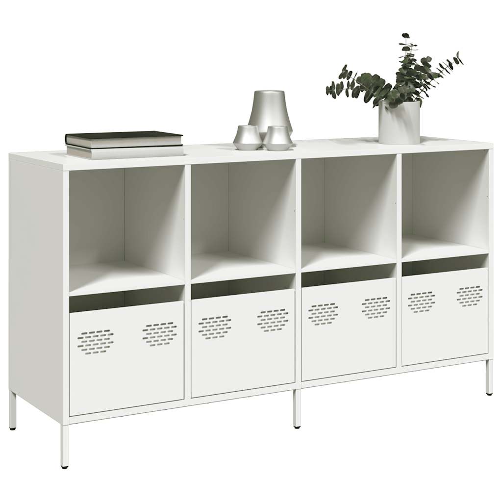 Credenza Bianca 135x39x73,5 cm in Acciaio Laminato a Freddo - homemem39