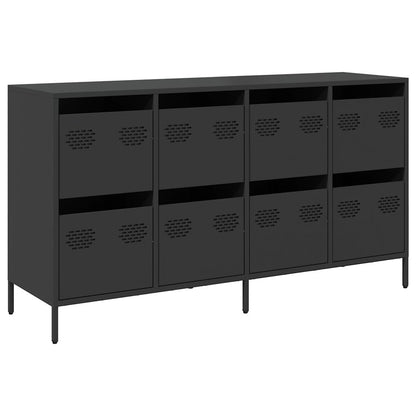 Credenza Nera 135x39x73,5 cm in Acciaio Laminato a Freddo - homemem39
