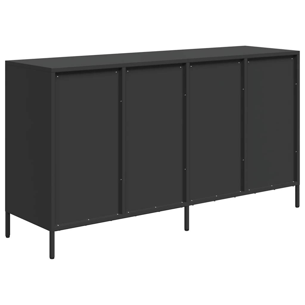 Credenza Nera 135x39x73,5 cm in Acciaio Laminato a Freddo - homemem39