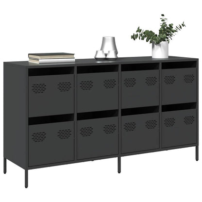Credenza Nera 135x39x73,5 cm in Acciaio Laminato a Freddo - homemem39