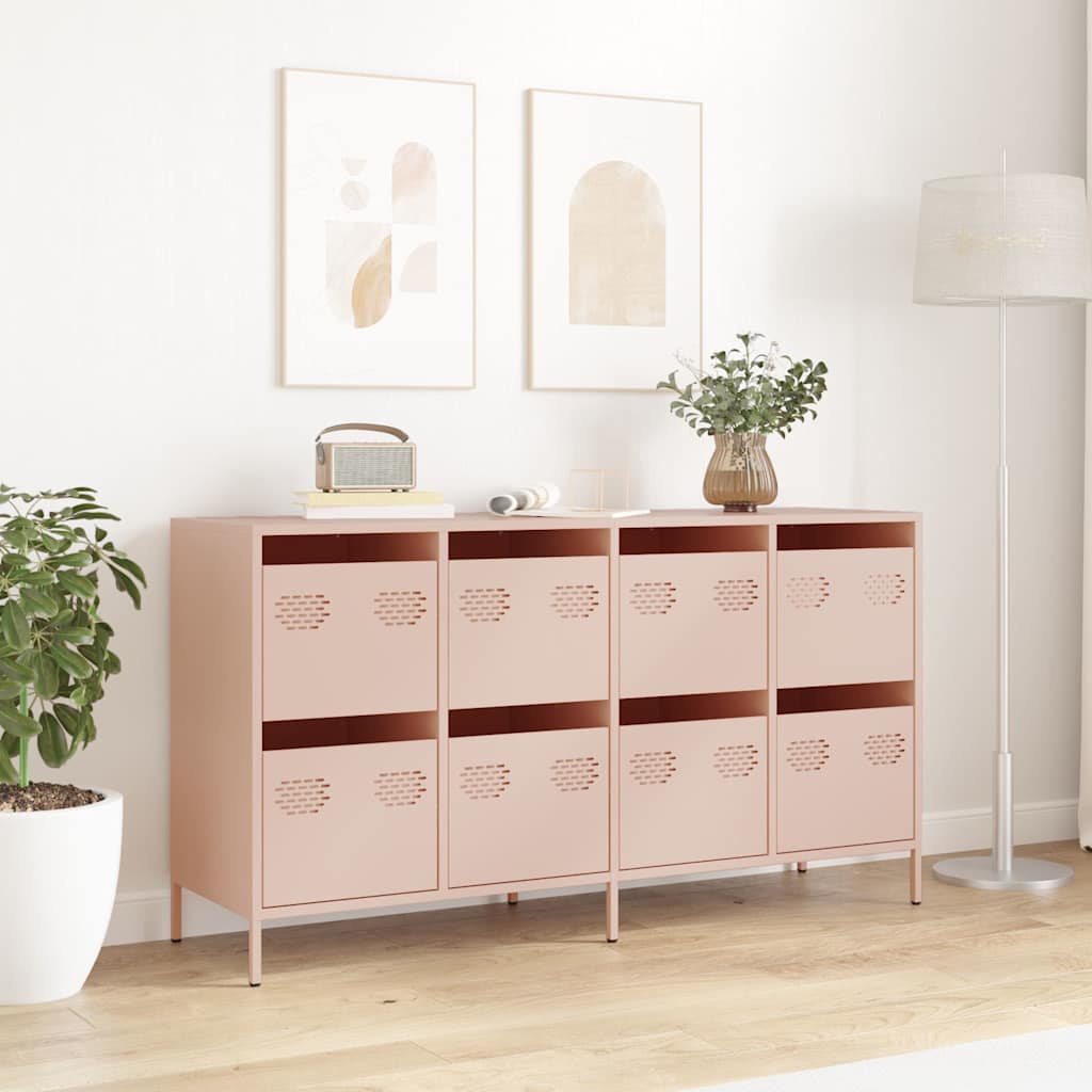 Credenza Rosa 135x39x73,5 cm in Acciaio Laminato a Freddo - homemem39