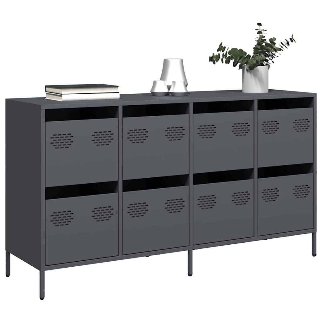 Credenza Antracite 135x39x73,5 cm in Acciaio Laminato a Freddo - homemem39