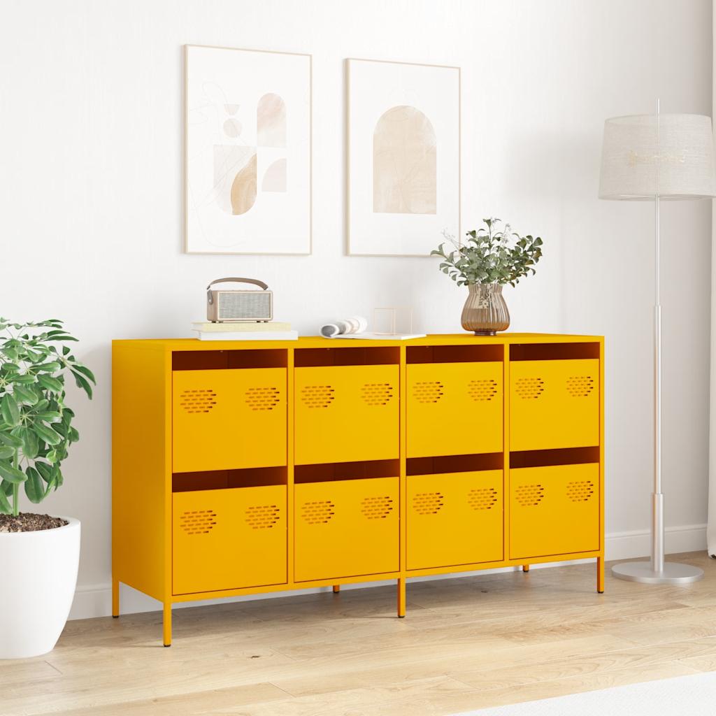 Credenza Giallo Senape 135x39x73,5 cm Acciaio Laminato a Freddo - homemem39