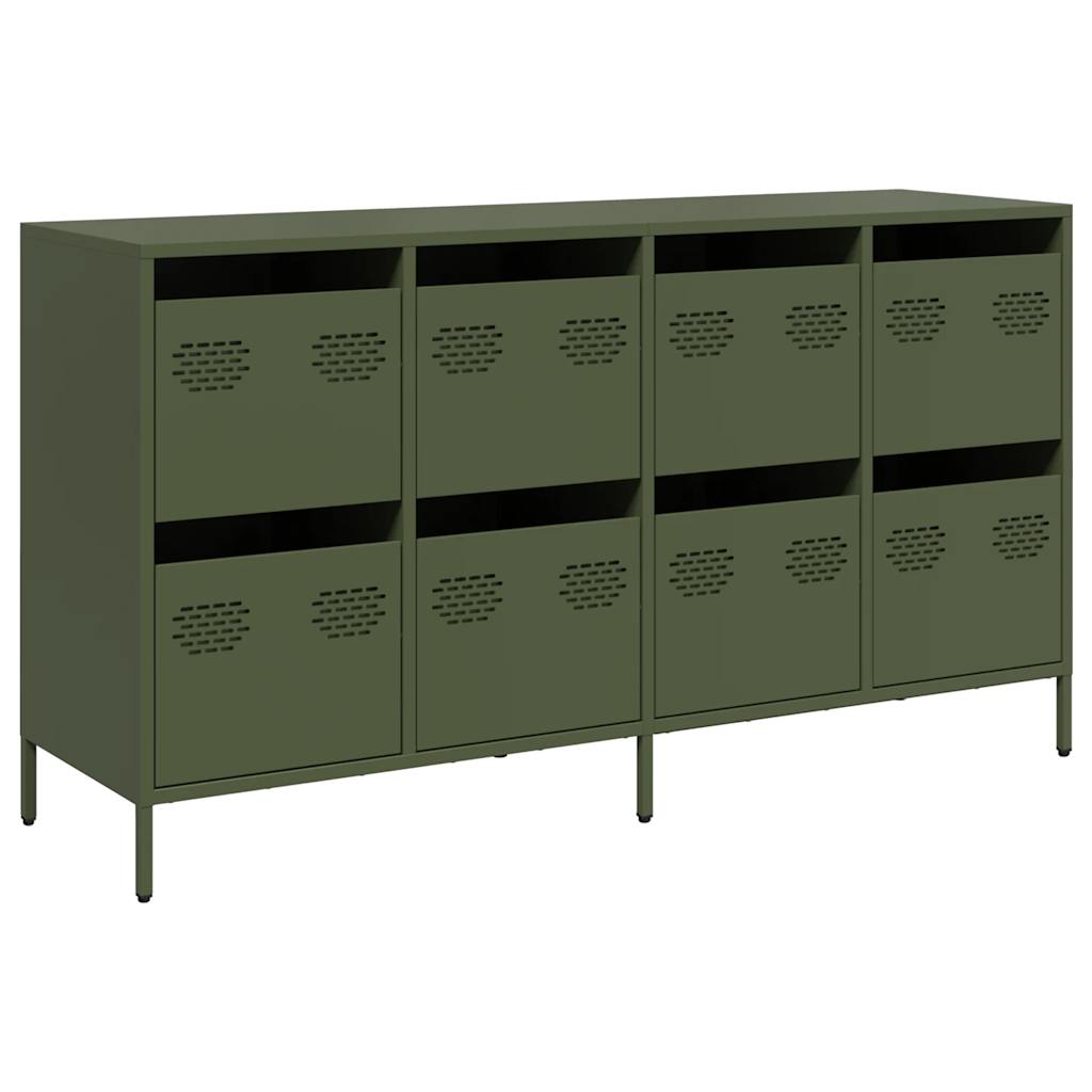 Credenza Verde Oliva 135x39x73,5 cm Acciaio Laminato a Freddo - homemem39