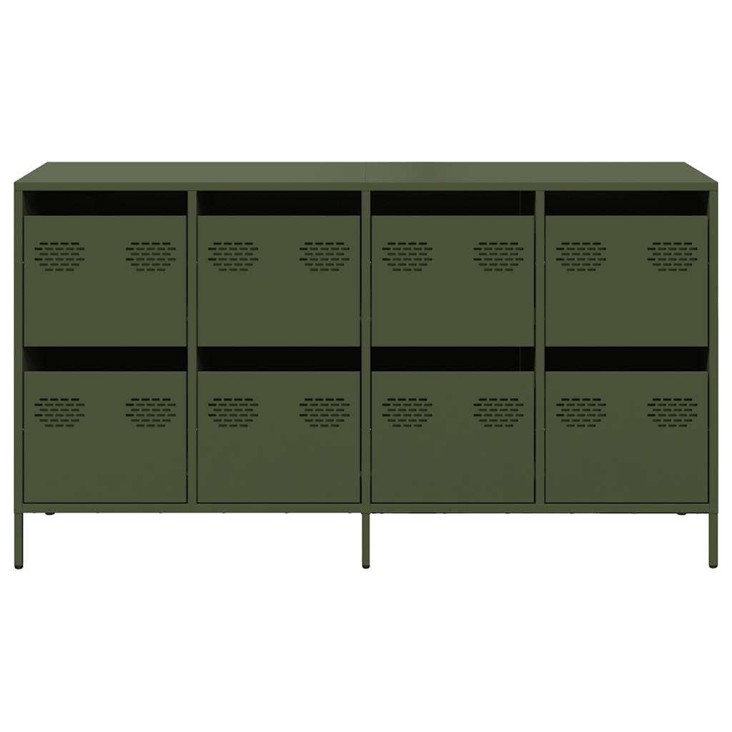 Credenza Verde Oliva 135x39x73,5 cm Acciaio Laminato a Freddo - homemem39