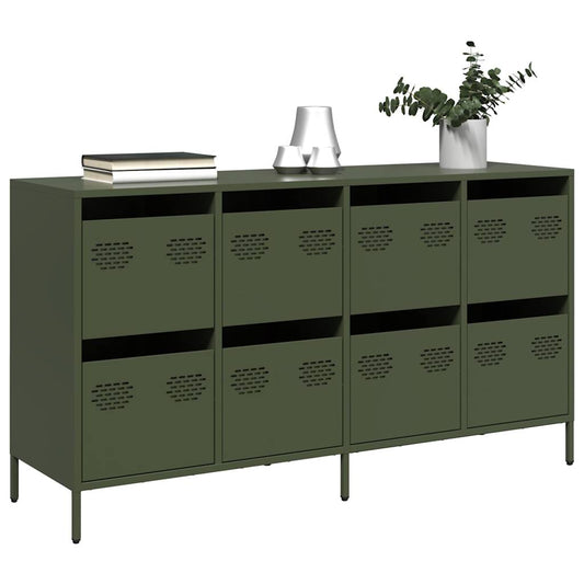 Credenza Verde Oliva 135x39x73,5 cm Acciaio Laminato a Freddo - homemem39