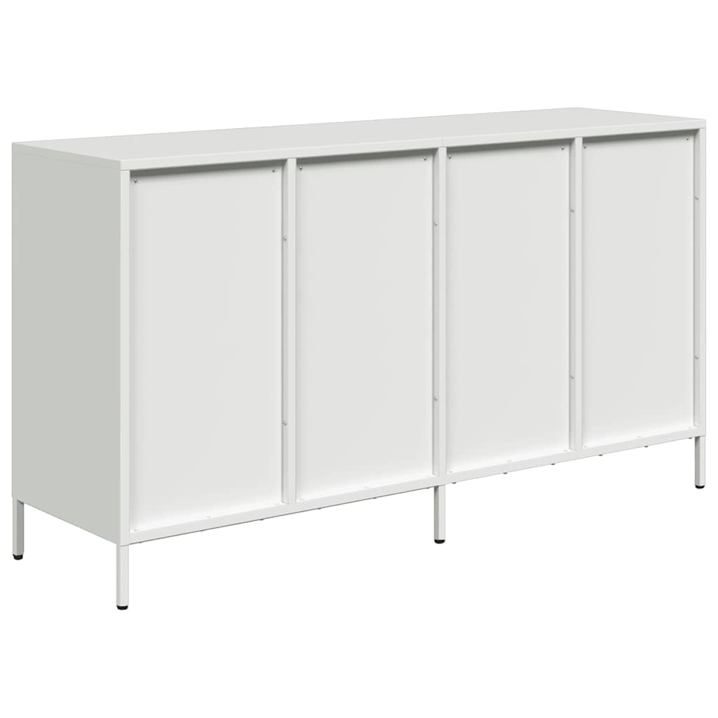 Credenza Bianca 135x39x73,5 cm in Acciaio Laminato a Freddo - homemem39