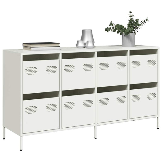 Credenza Bianca 135x39x73,5 cm in Acciaio Laminato a Freddo - homemem39