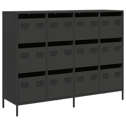 Credenza Nera 135x39x103,5 cm in Acciaio Laminato a Freddo - homemem39
