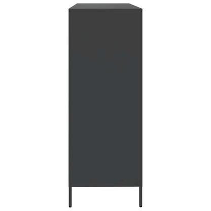Credenza Nera 135x39x103,5 cm in Acciaio Laminato a Freddo - homemem39