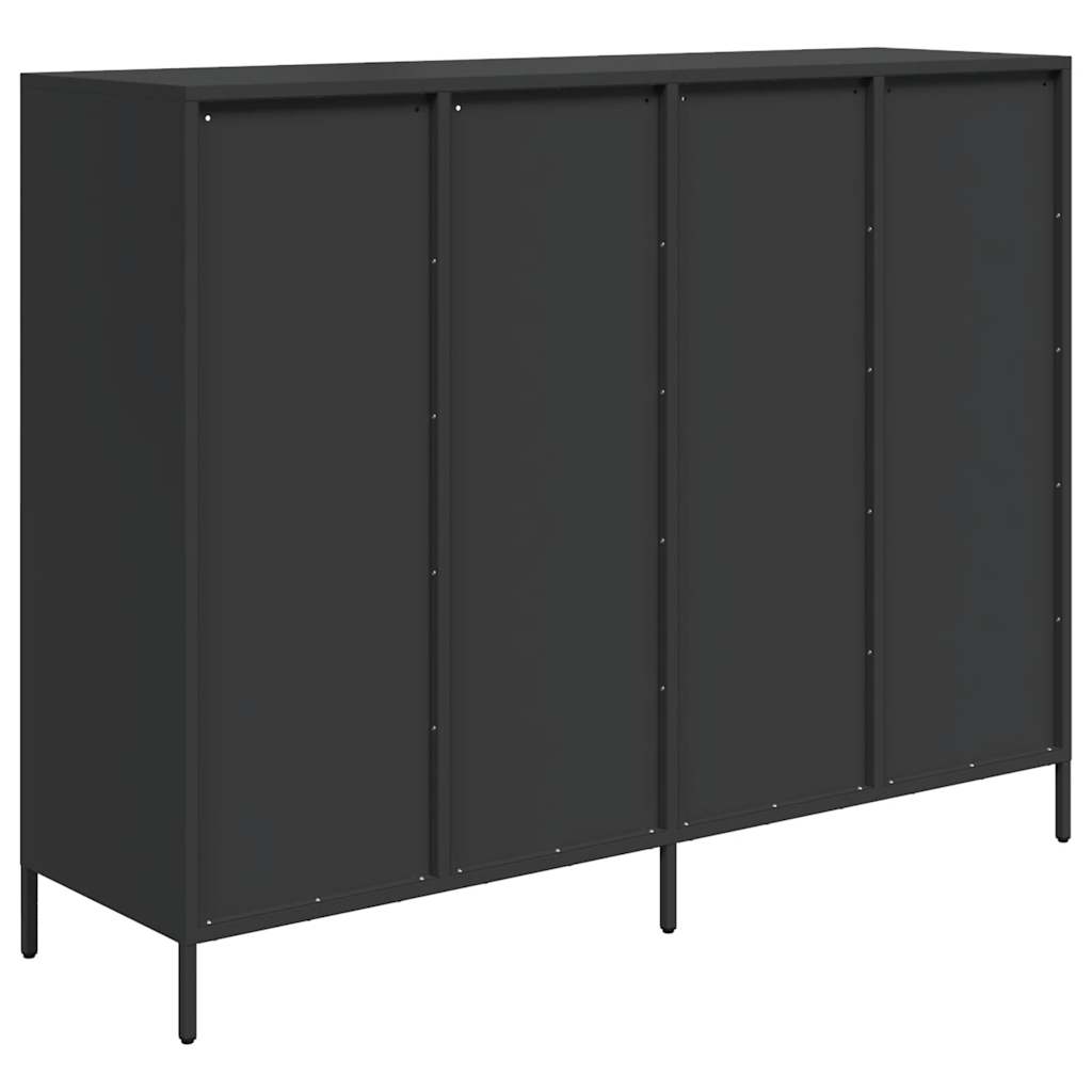 Credenza Nera 135x39x103,5 cm in Acciaio Laminato a Freddo - homemem39