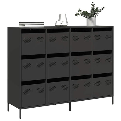 Credenza Nera 135x39x103,5 cm in Acciaio Laminato a Freddo - homemem39