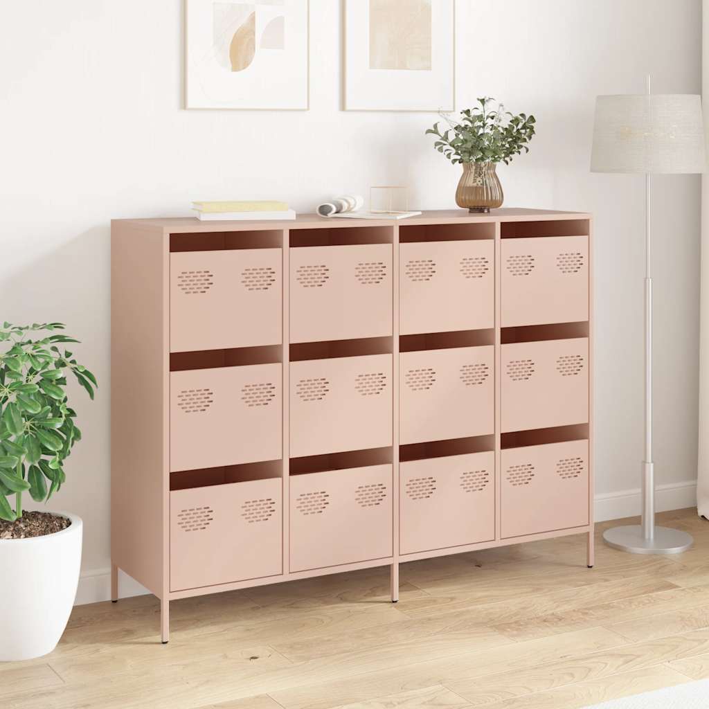 Credenza Rosa 135x39x103,5 cm in Acciaio Laminato a Freddo - homemem39