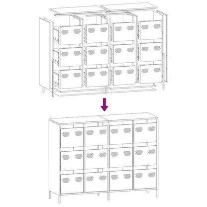 Credenza Antracite 135x39x103,5 cm in Acciaio Laminato a Freddo - homemem39