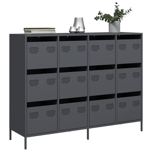 Credenza Antracite 135x39x103,5 cm in Acciaio Laminato a Freddo - homemem39