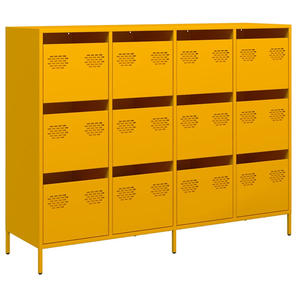 Credenza Giallo Senape 135x39x103,5 cm Acciaio Laminato Freddo - homemem39