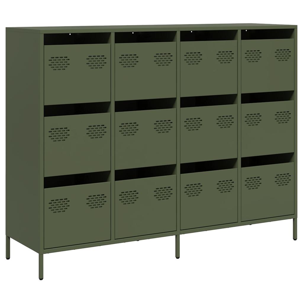 Credenza Verde Oliva 135x39x103,5 cm Acciaio Laminato a Freddo - homemem39