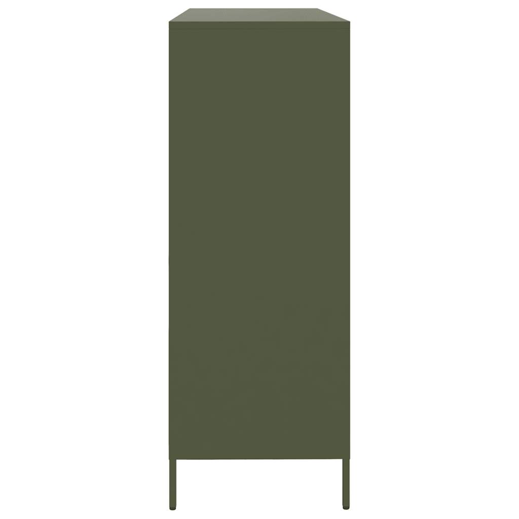 Credenza Verde Oliva 135x39x103,5 cm Acciaio Laminato a Freddo - homemem39