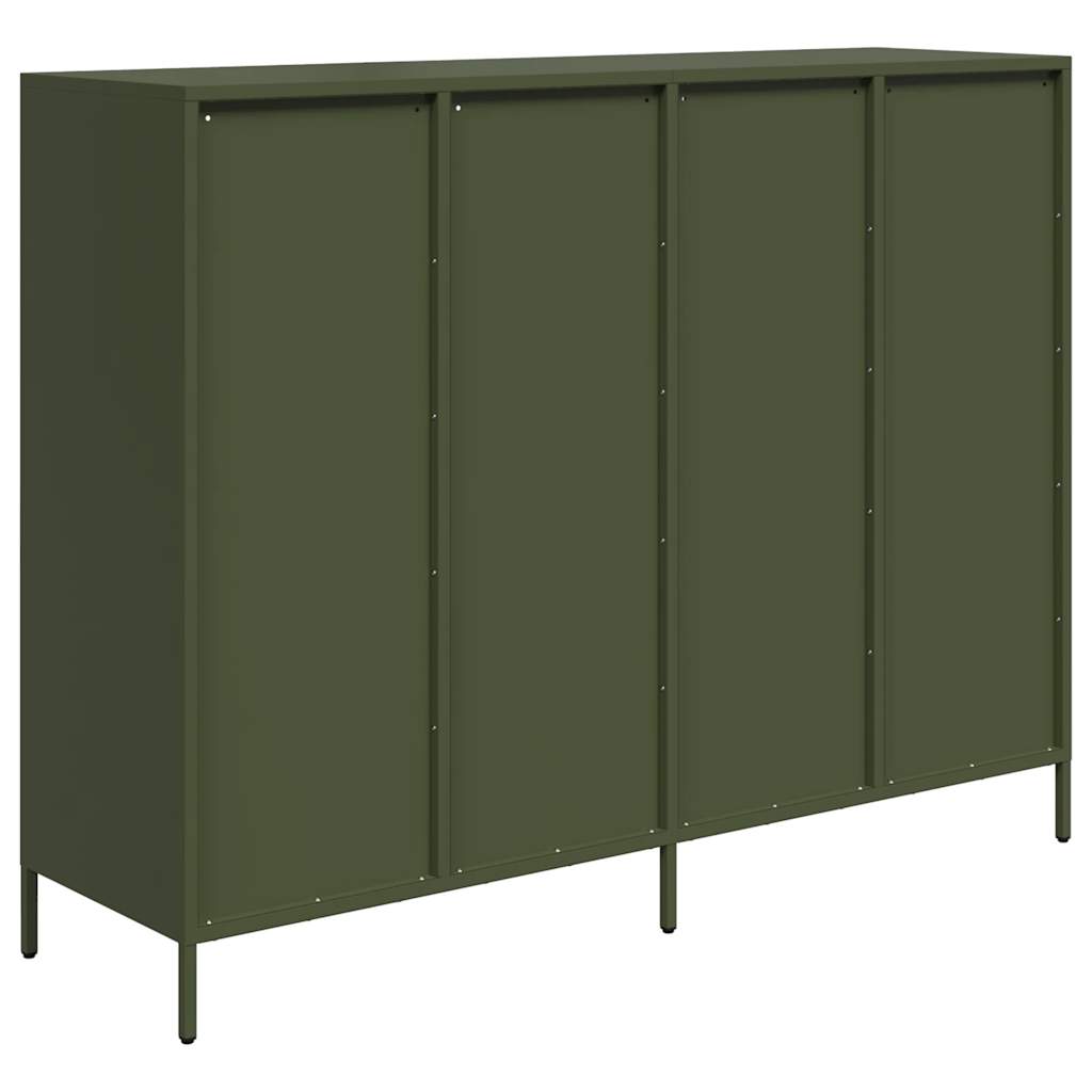 Credenza Verde Oliva 135x39x103,5 cm Acciaio Laminato a Freddo - homemem39