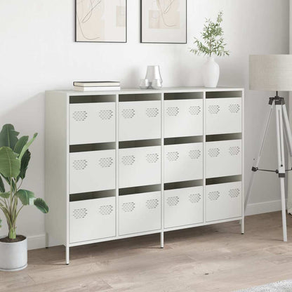 Credenza Bianca 135x39x103,5 cm in Acciaio Laminato a Freddo - homemem39