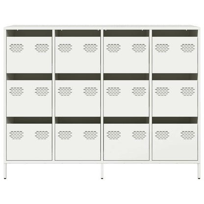 Credenza Bianca 135x39x103,5 cm in Acciaio Laminato a Freddo - homemem39